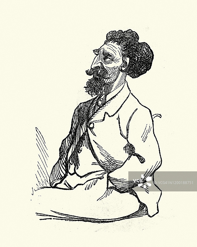 卑劣的绅士，失望的剧作家，维多利亚时代的伦敦人物，1850年代图片素材