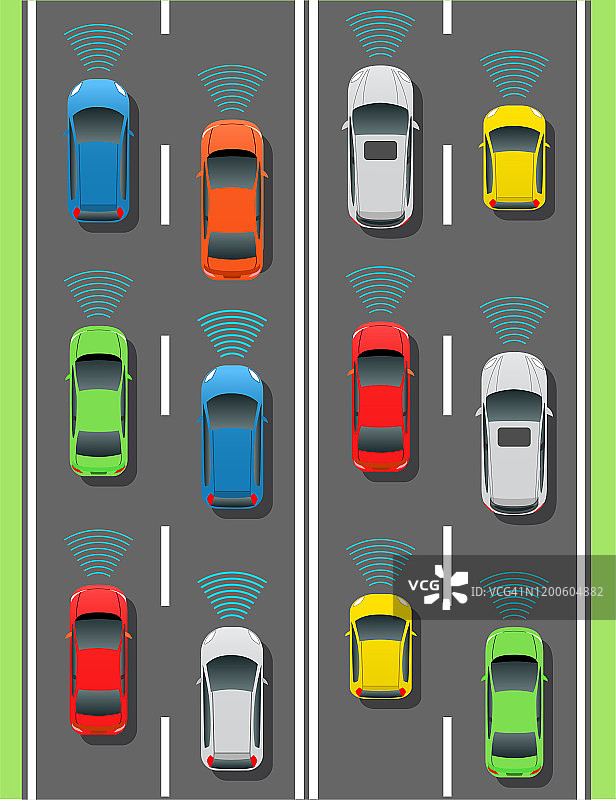 自动驾驶智能汽车在路上行驶图片素材