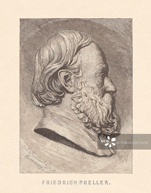 老弗里德里希·普利勒(德国画家，1804-1878)，蚀刻画，1897年出版图片素材