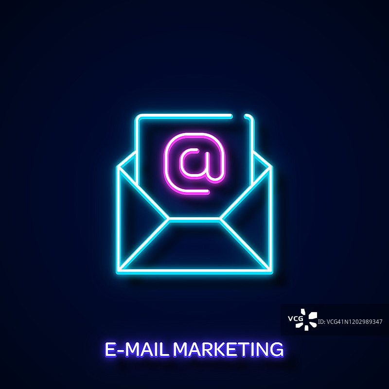 电子邮件营销霓虹风格，设计元素图片素材