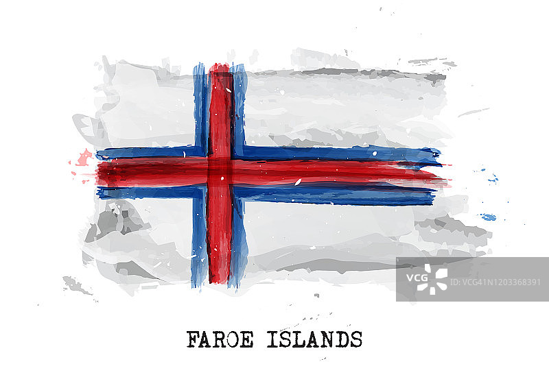 现实主义水彩画旗帜的法罗群岛。向量。图片素材
