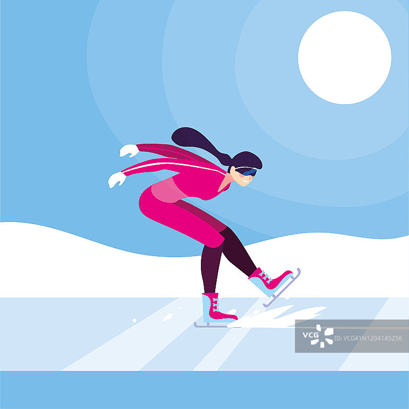年轻女子滑冰，冬季运动图片素材