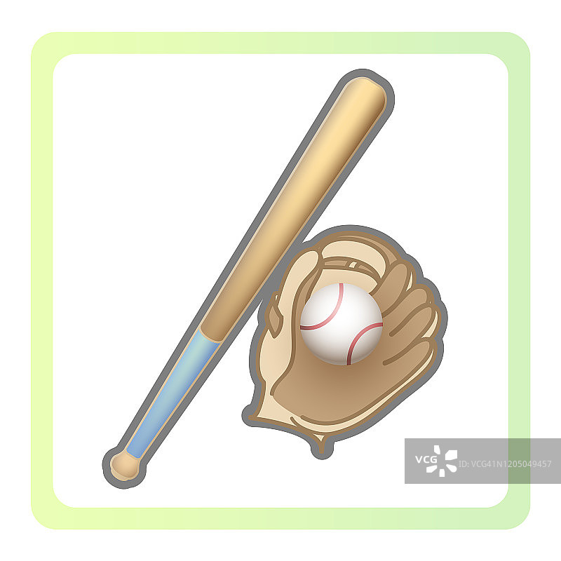 插图-彩色框架中的棒球符号图片素材