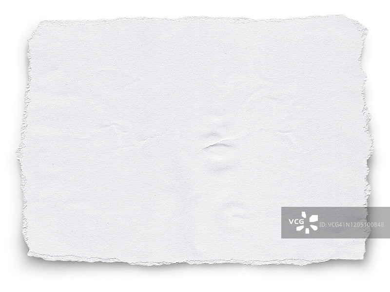 白色背景上的一张白色皱巴巴的纸图片素材
