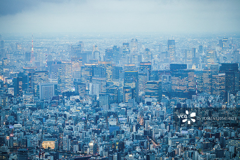 东京夜间鸟瞰图图片素材