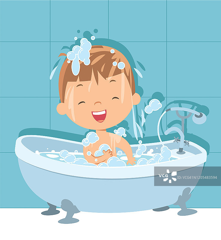 浴缸里的男孩图片素材