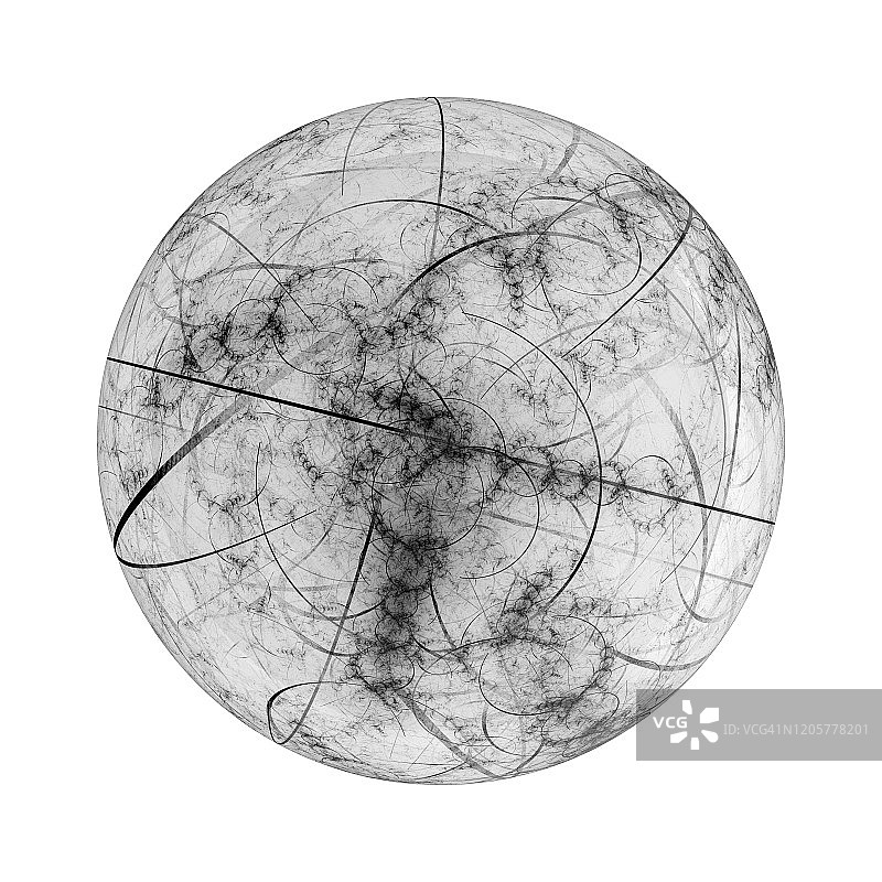 黑色分形球孤立在白色上图片素材