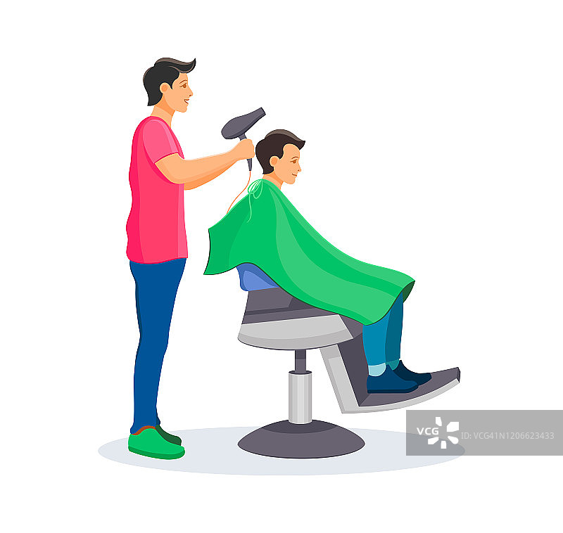 理发师为男士理发和修剪胡须图片素材