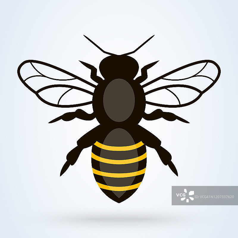 蜂王和蜜蜂。可爱的蜜蜂图标标志向量图片素材