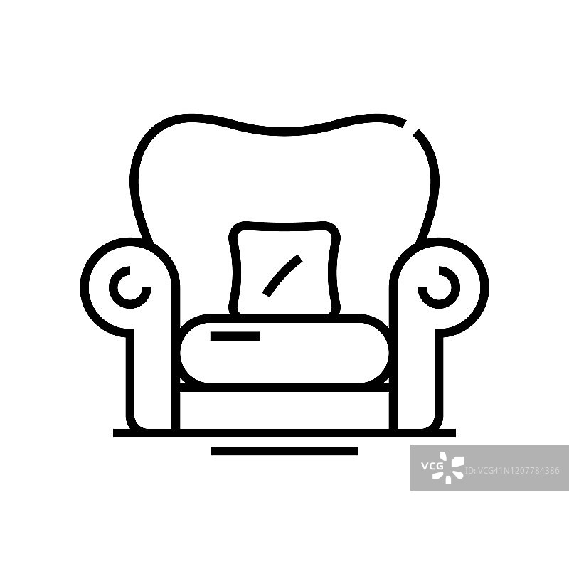 扶手椅线条图标，概念符号，轮廓矢量插图，线性符号图片素材