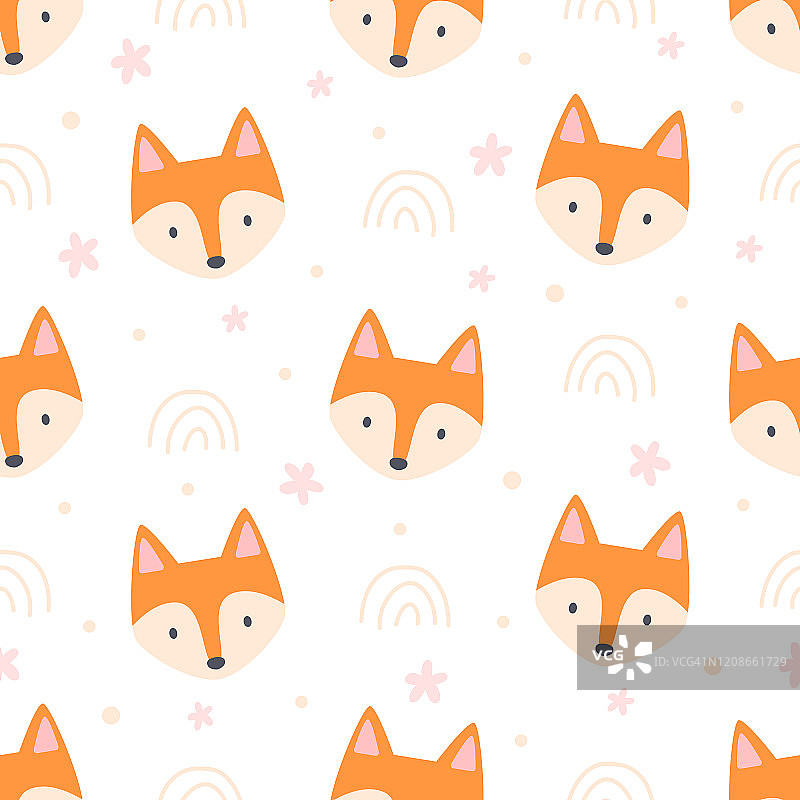可爱的狐狸无缝图案背景图片素材