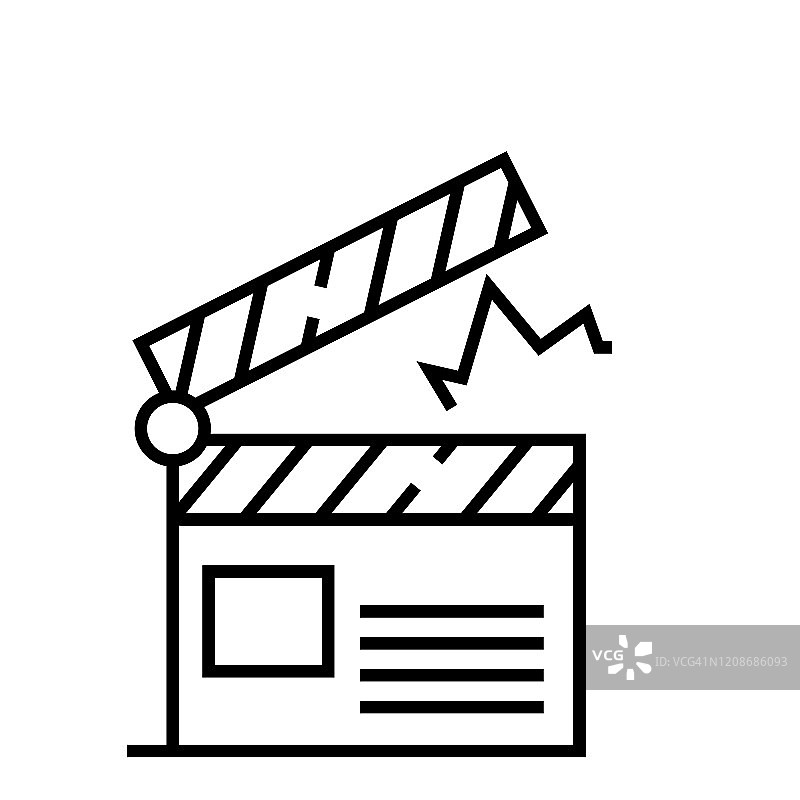 电影制片人线图标，概念符号，轮廓矢量插图，线性符号图片素材