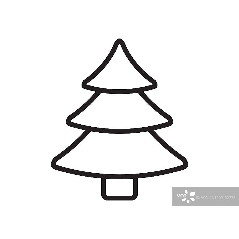 矢量平面卡通轮廓圣诞树图片素材