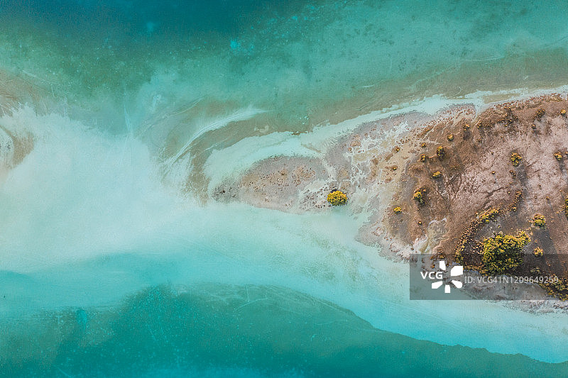 巴卡拉湖鸟瞰图，金塔纳罗奥，墨西哥图片素材