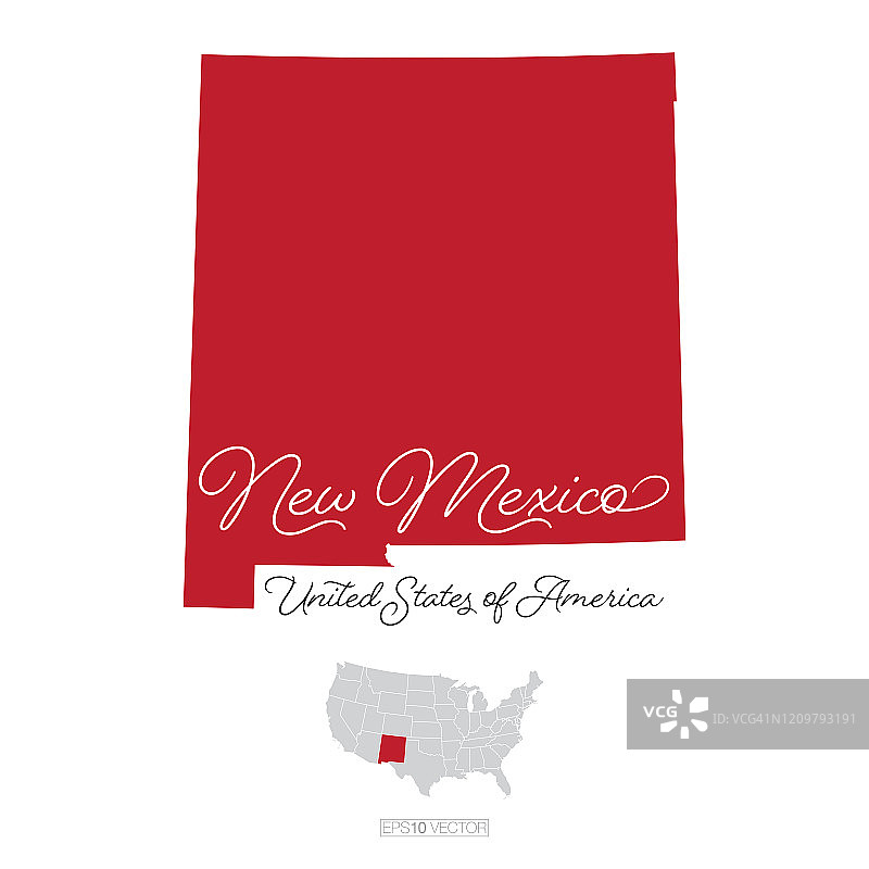 新墨西哥美国矢量地图插图图片素材