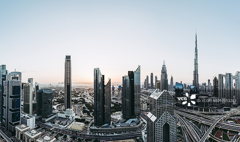 迪拜天际线全景图片素材