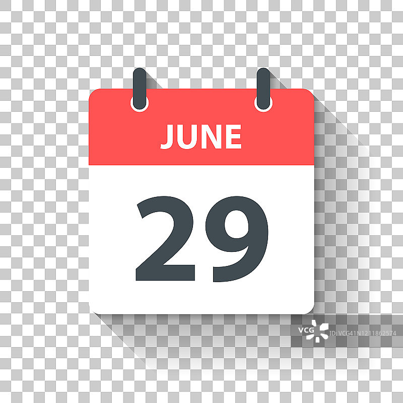 6月29日-日日历图标在平面设计风格图片素材