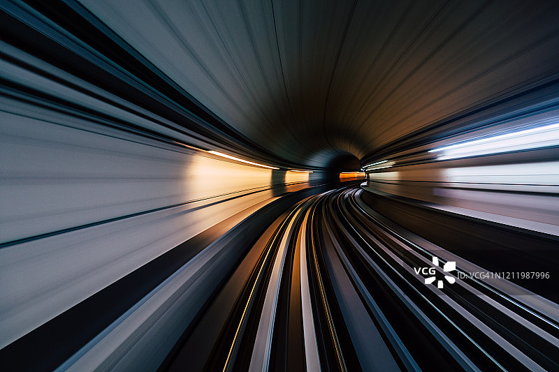 迪拜地铁隧道长时间曝光图片素材