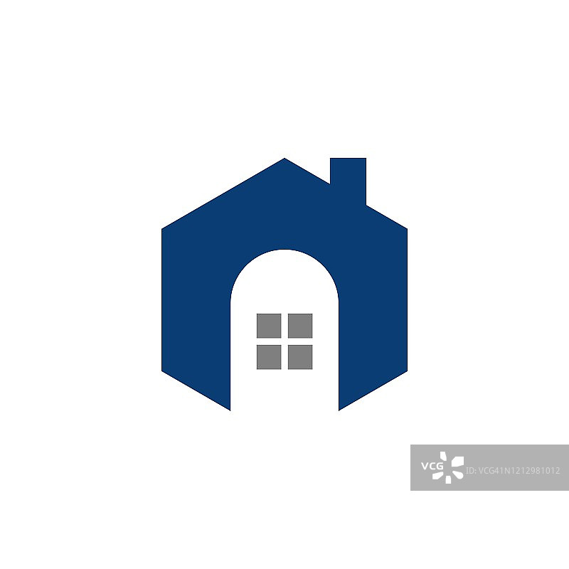 蓝色房子六角形标志模板插图设计插图设计。向量EPS 10。图片素材