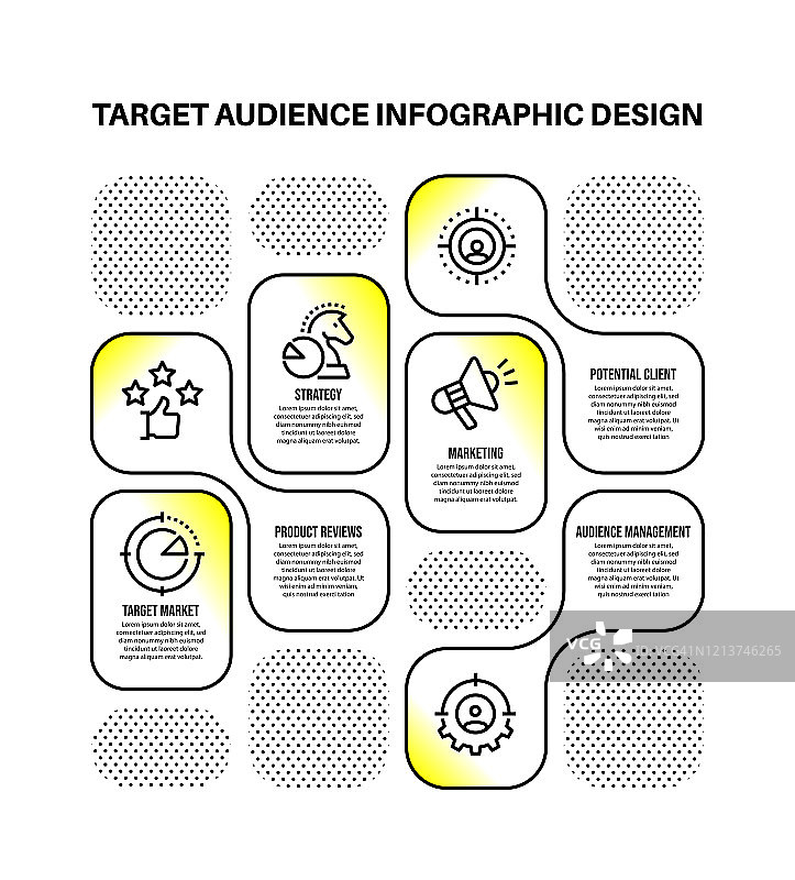 信息图表设计模板与目标受众的关键字和图标图片素材