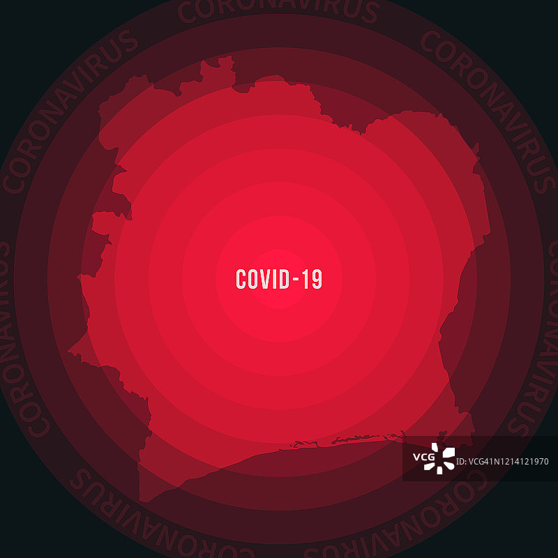 科特迪瓦2019冠状病毒病蔓延地图。冠状病毒爆发图片素材