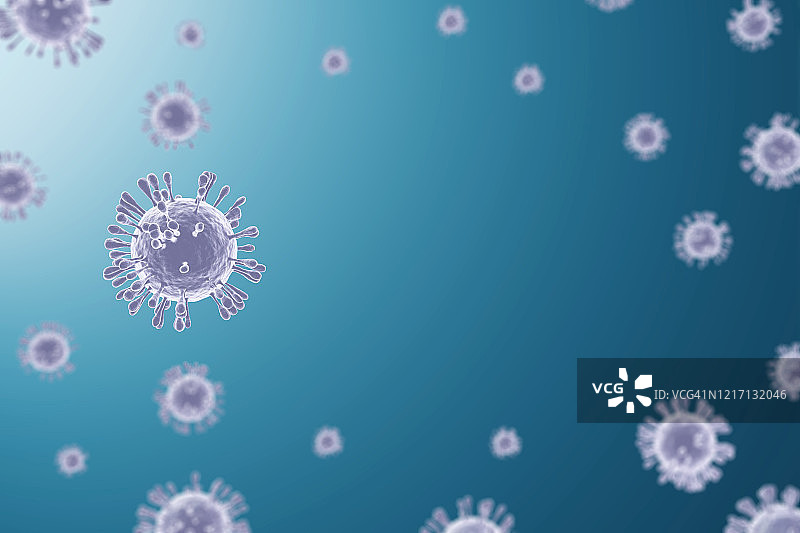 3 d渲染,人类冠状病毒。冠状病毒(nCoV)或新冠病毒背景图片素材