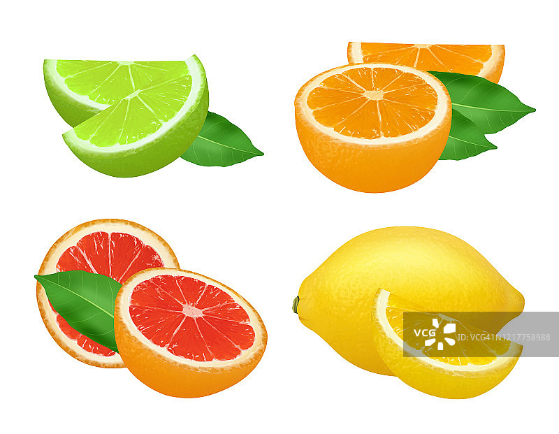 柑橘类的产品。柠檬、柠檬、柑橘等天然健康水果载体食品逼真画面图片素材
