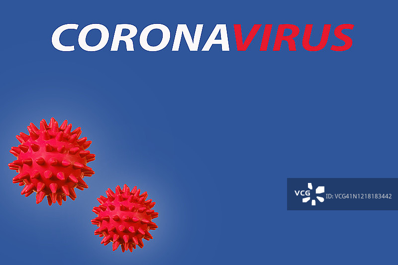 蓝色背景下的冠状病毒。大流行性病毒防护概念图片素材