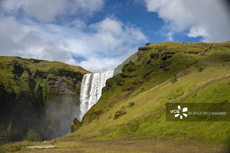 壮观的Skógafoss瀑布在冰岛南部图片素材