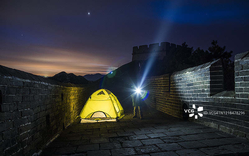中国长城前的帐篷图片素材