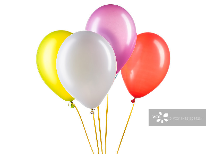 一套彩色氦气球。派对装饰元素。图片素材