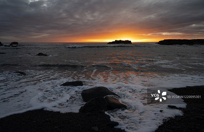 冰岛西部马拉里夫海滩和日落图片素材