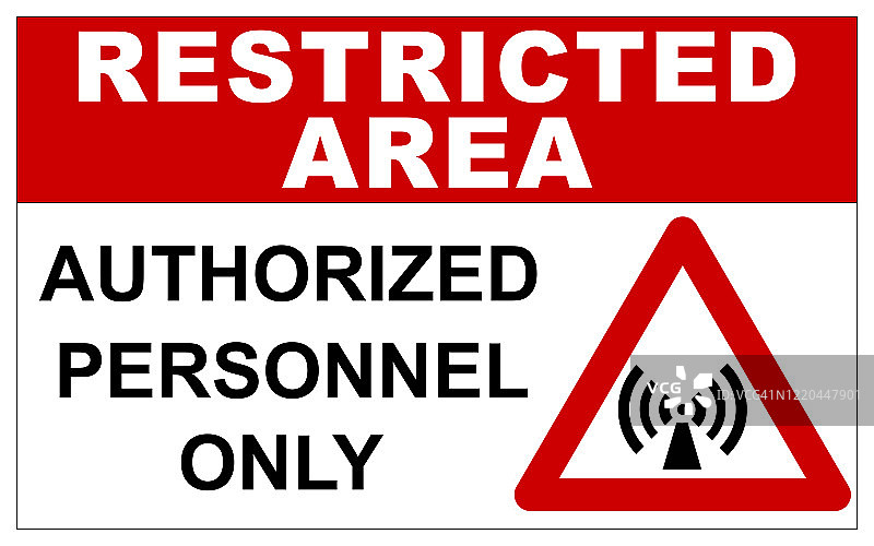 有非电离辐射警告的限制区域标志图片素材