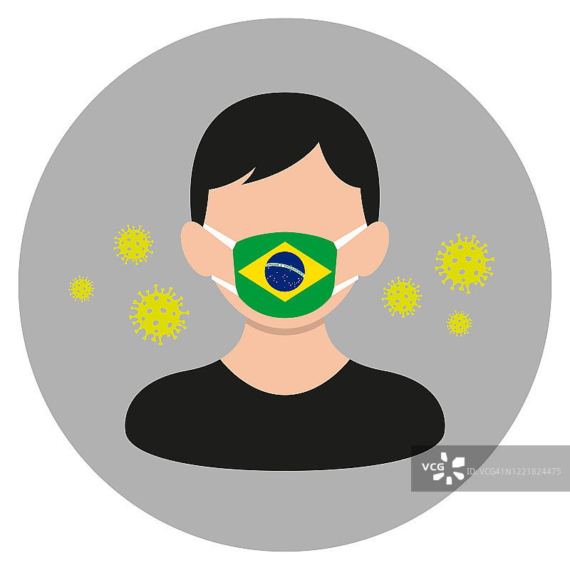 冠状病毒-带有巴西国旗标志的医用口罩图片素材