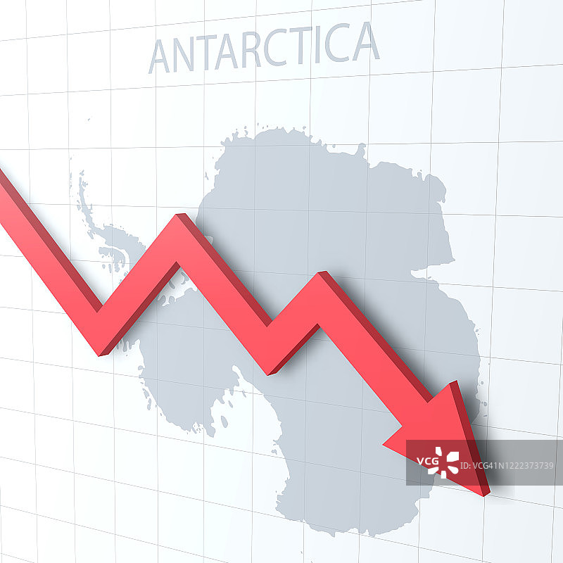 下落的红色箭头以南极洲地图为背景图片素材
