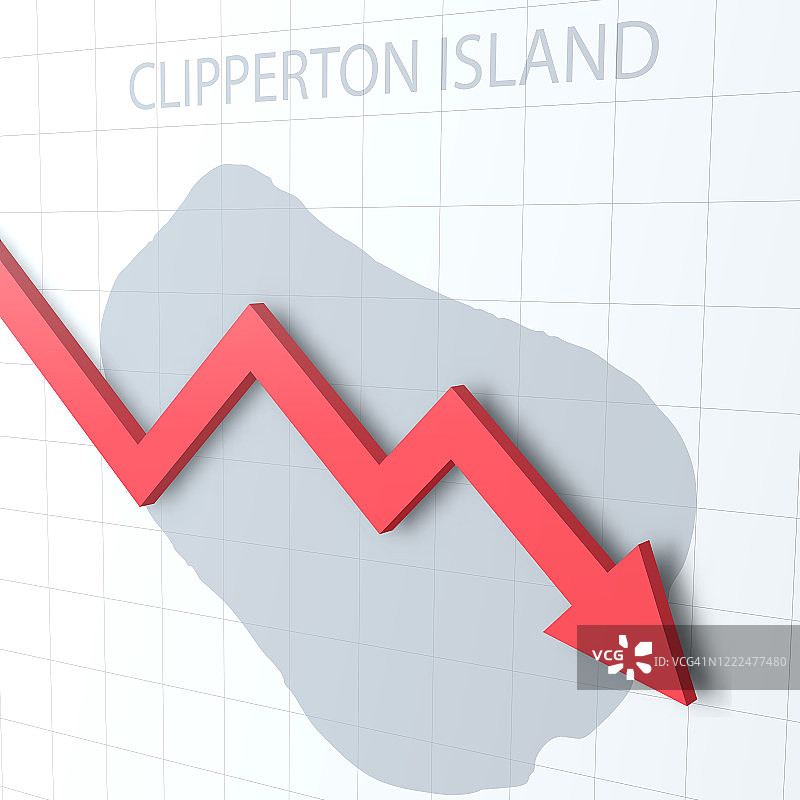 下落的红色箭头与Clipperton岛地图的背景图片素材