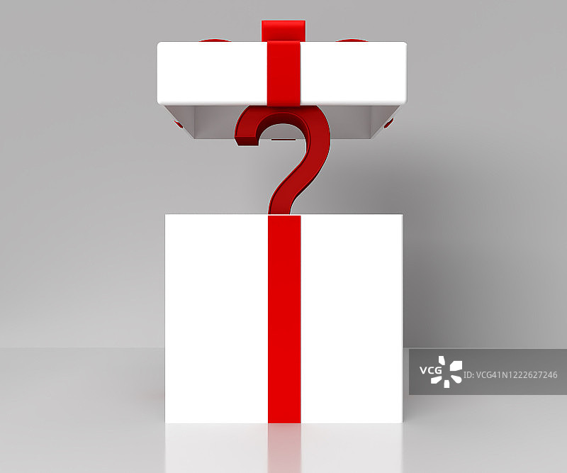 打开礼物盒，圣诞礼物盒用红色丝带蝴蝶结和空白的盒子孤立在白色的背景与阴影图片素材