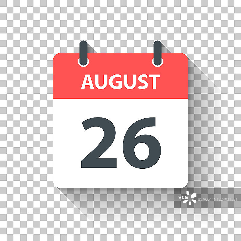 8月26日-日日历图标在平面设计风格图片素材