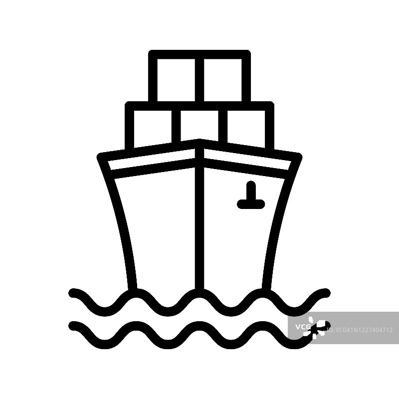 货船图标，集装箱船。水运图标。简单的矢量船图标的用户界面和用户体验，网站或移动应用程序。图片素材