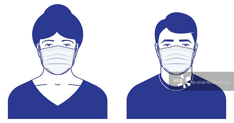人物图标设置佩戴医用口罩图片素材