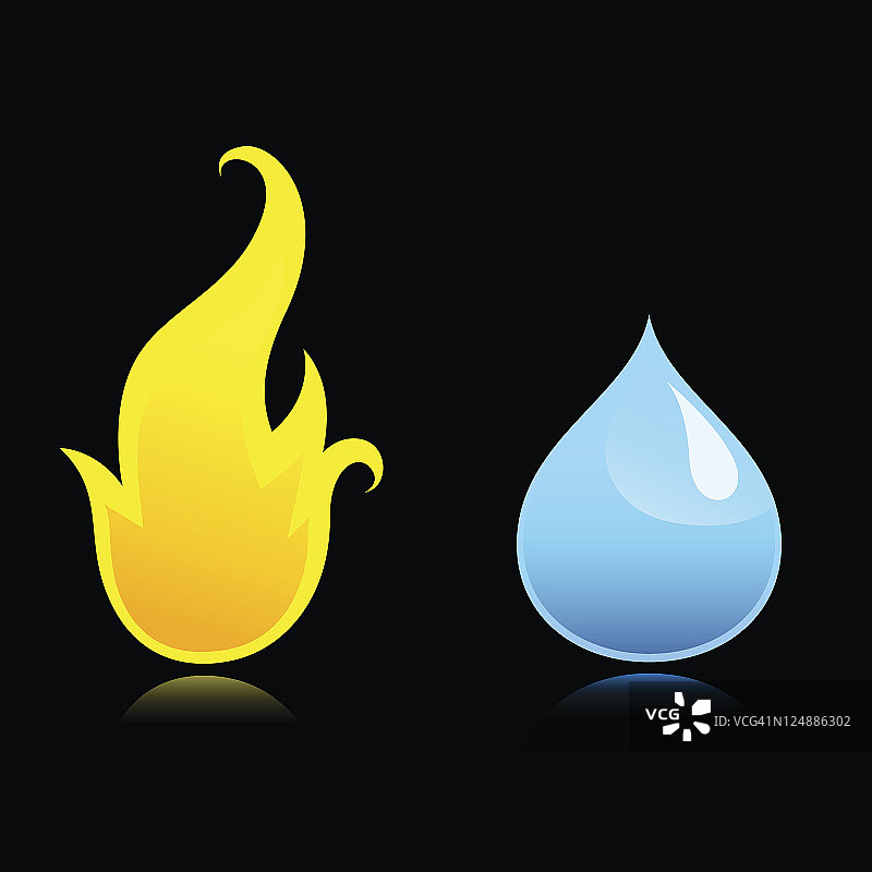 火焰和水滴图标图片素材