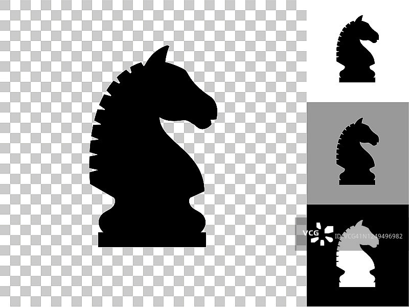 国际象棋骑士图标在棋盘上透明的背景图片素材