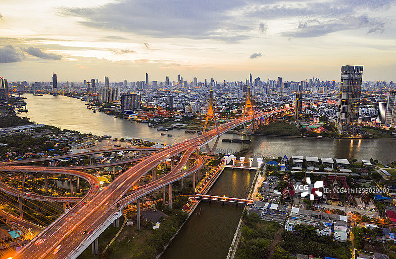 鸟瞰图曼谷市在泰国图片素材
