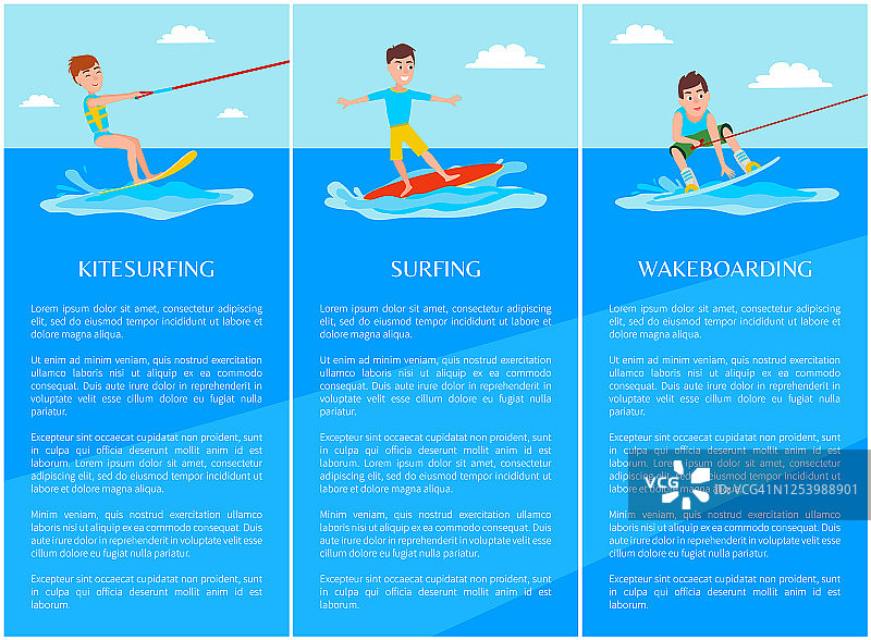 滑水板和风筝冲浪，冲浪运动旗帜图片素材
