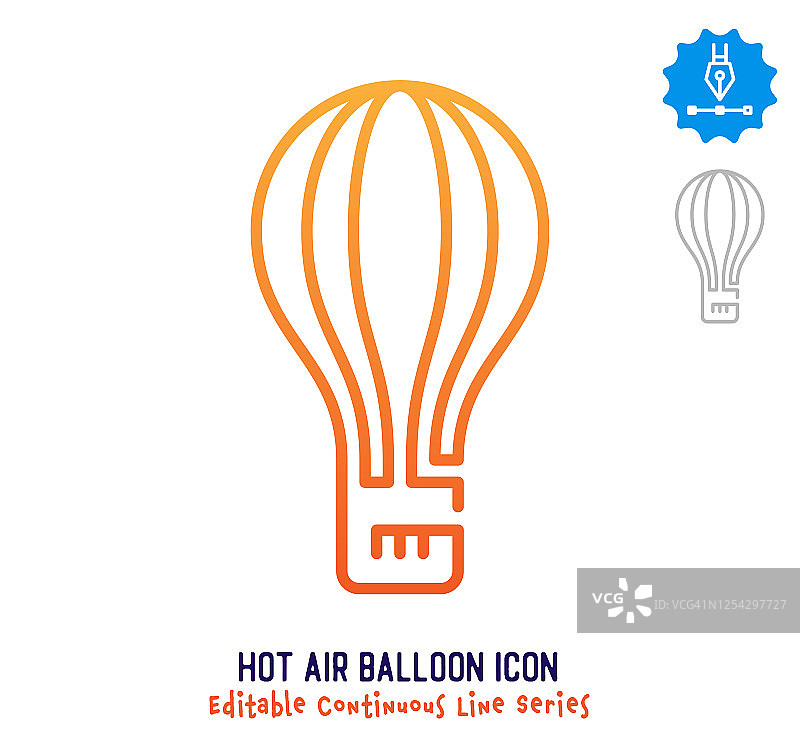 热气球连续线可编辑笔画线图片素材