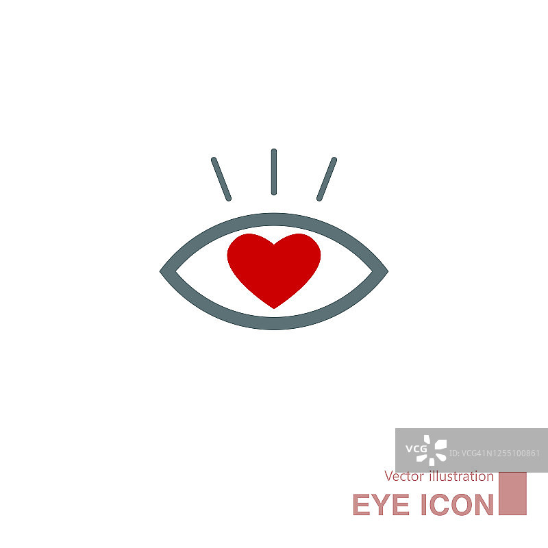 矢量画出眼睛图标，眼球是心形符号。图片素材
