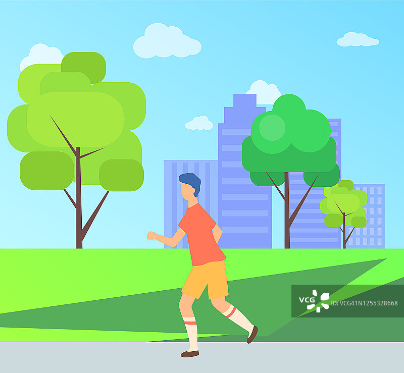 运动员在城市公园跑步，活动向量图片素材