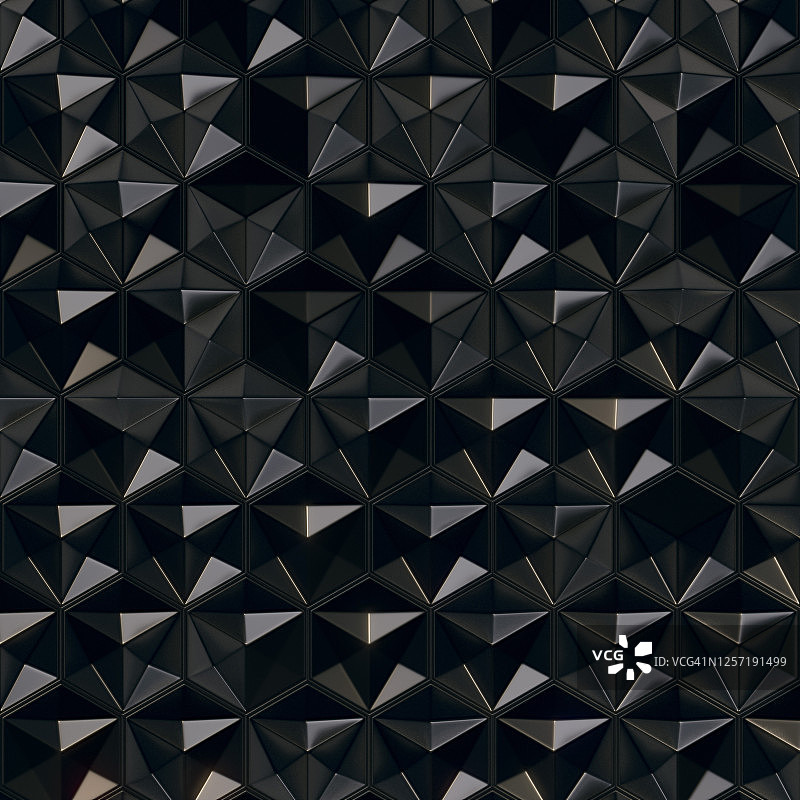3d渲染抽象黑色背景。三维六角形图案图片素材
