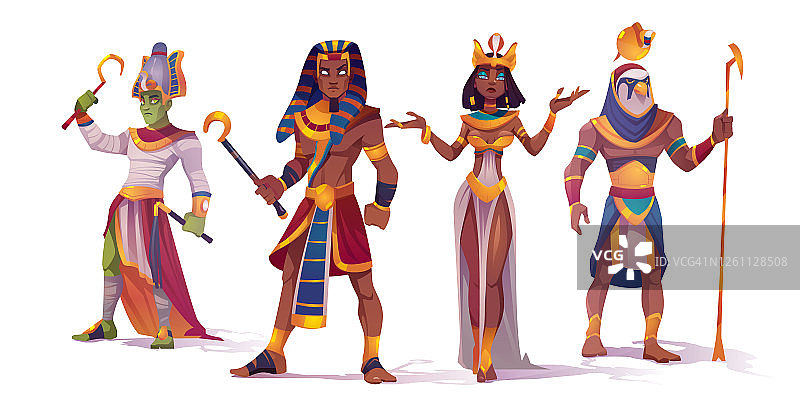 埃及神阿蒙，奥西里斯，法老和克利奥帕特拉图片素材
