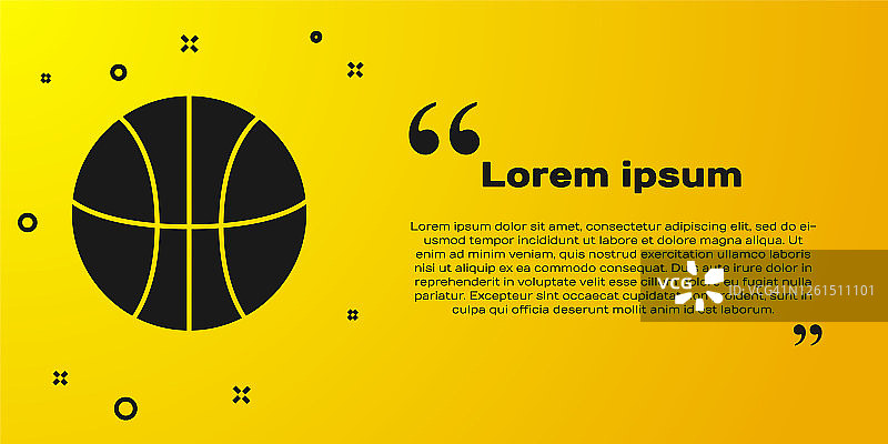 黑色篮球球图标孤立在黄色背景。运动的象征。矢量图图片素材